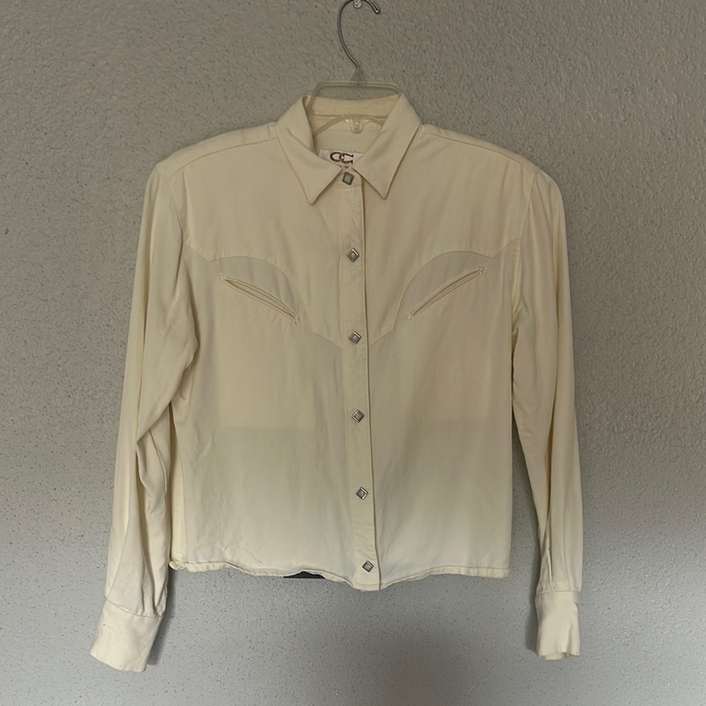 Vintage Western Cream Long Sleeve Button Down Shirt